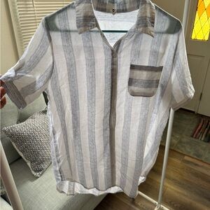 Casual Gray and White Button Down Shirt